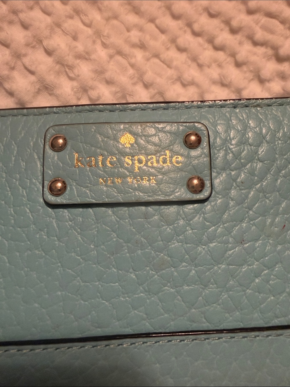 kate spade Turquoise Pebbled Leather Zip-Around Wallet - Picture 5 of 6